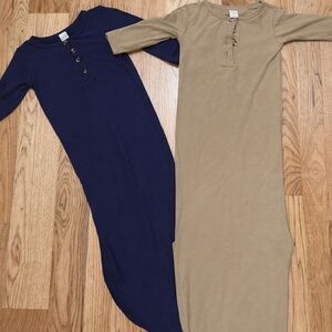 Lou Lou & Company Navy and Tan Long Sleeve Gowns